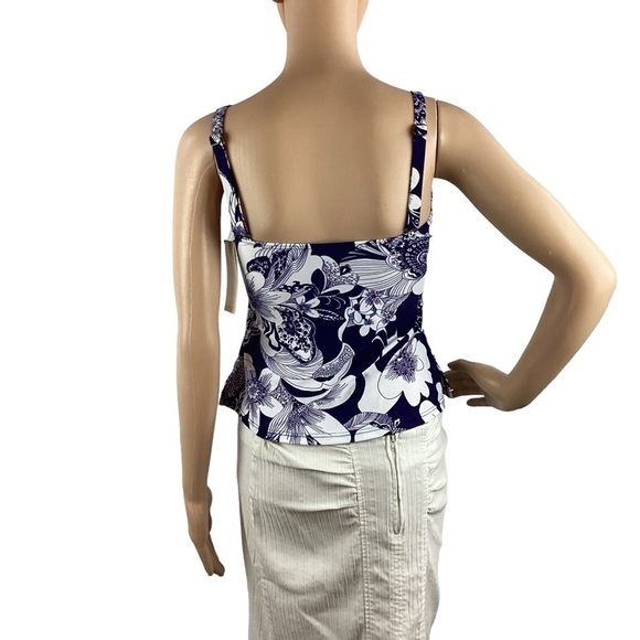 Island Escape Tahiti Bandini Swim Tankini Top Size 6 Blue Floral - Picture 5 of 7